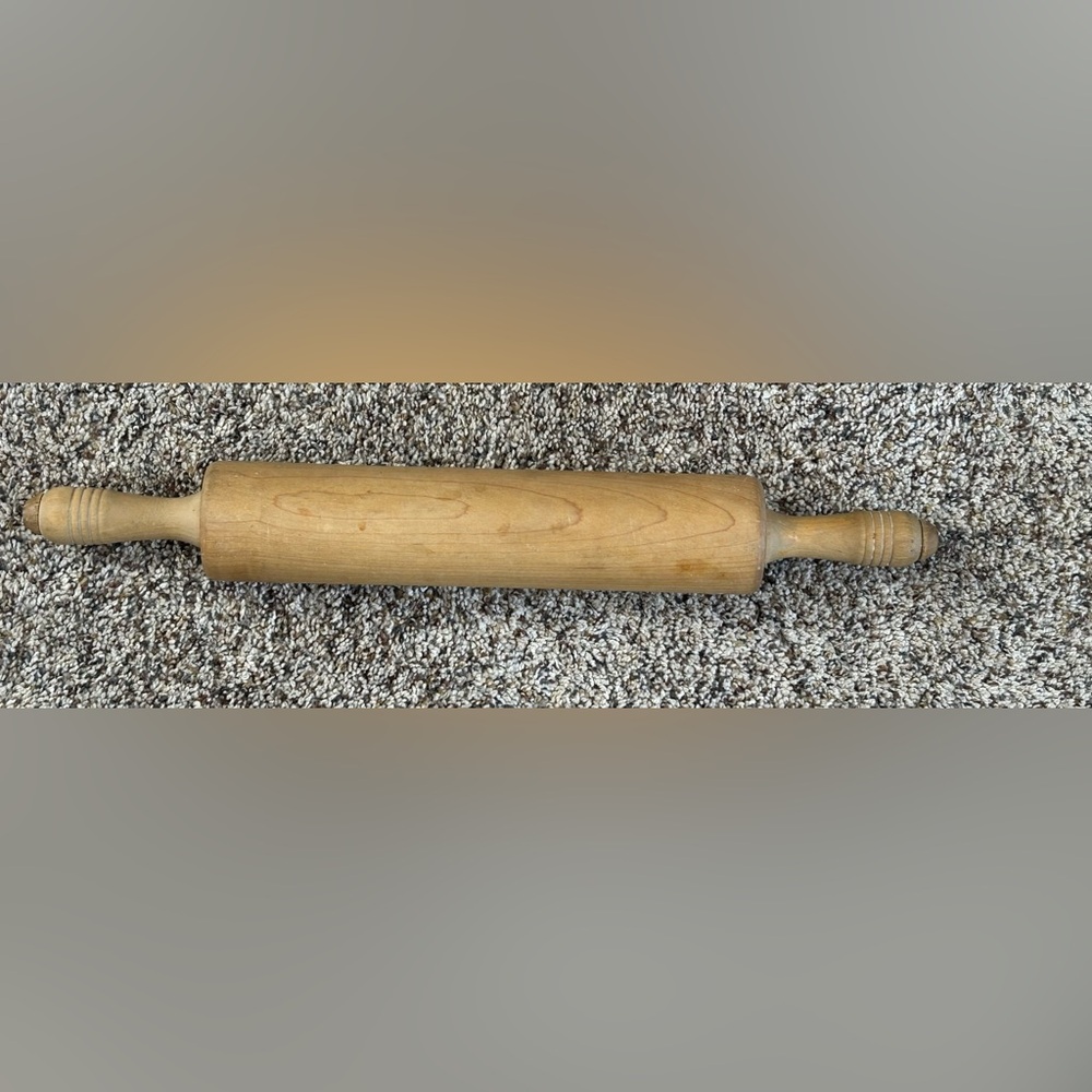 Vintage Wooden Rolling Pin 17” Primitive Farmhouse Baking Kitchen Utensil
